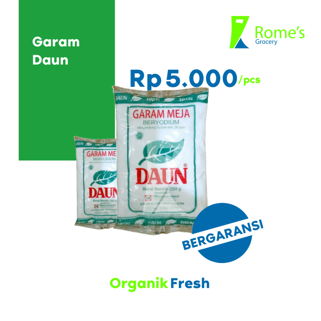 

Garam Daun | 250 gr | Organik&Fresh | Bergaransi | Romes Grocery