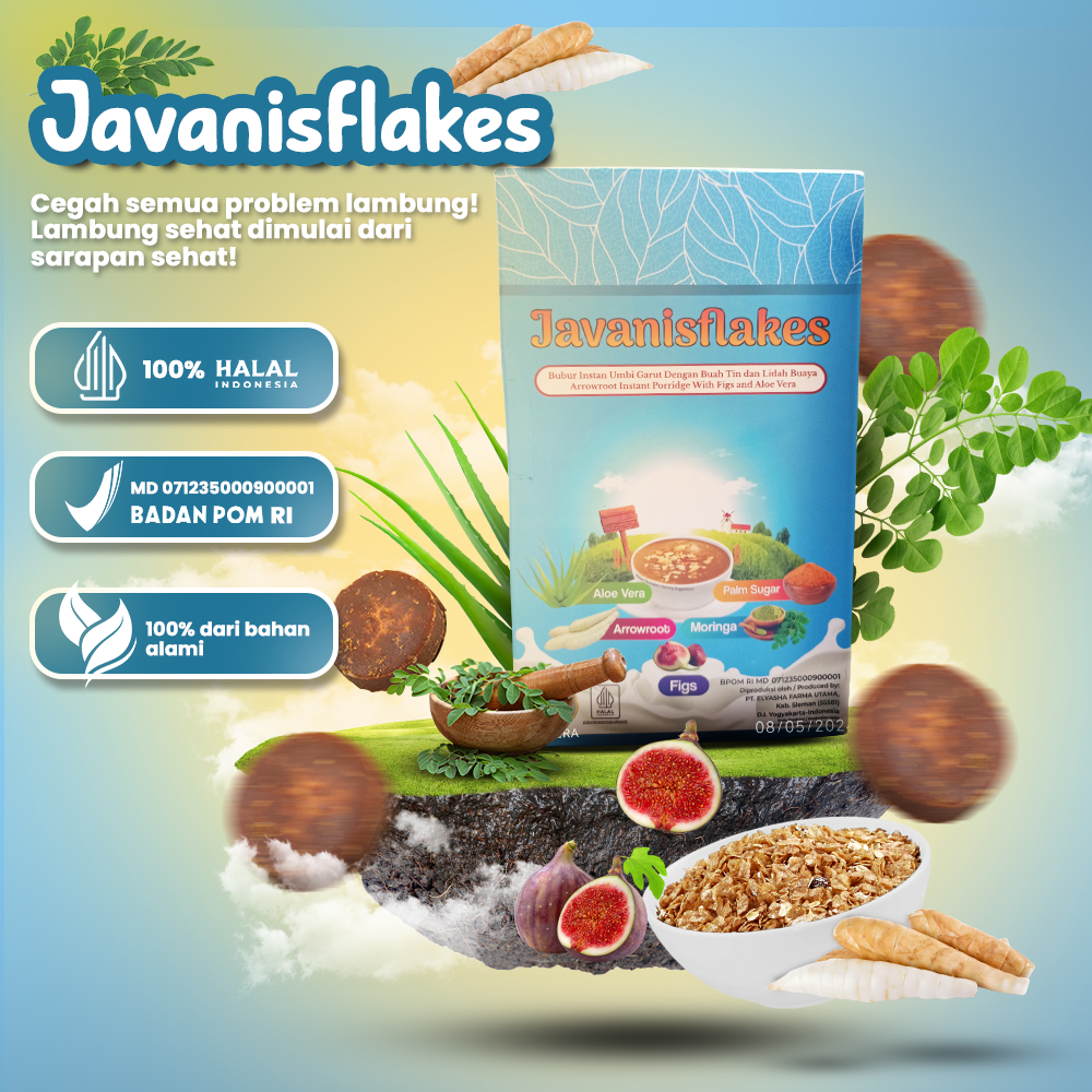 

Javanisflakes Sereal Umbi Garut Mengatasi Asam Lambung Gerd Maag Terdaftar HALAL & BPOM ORIGINAL