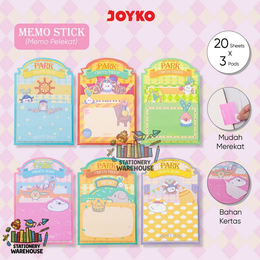 

Memo Stick Sticky Note Kertas Memo Memo Tempel Joyko MMS-39 Amusement Park