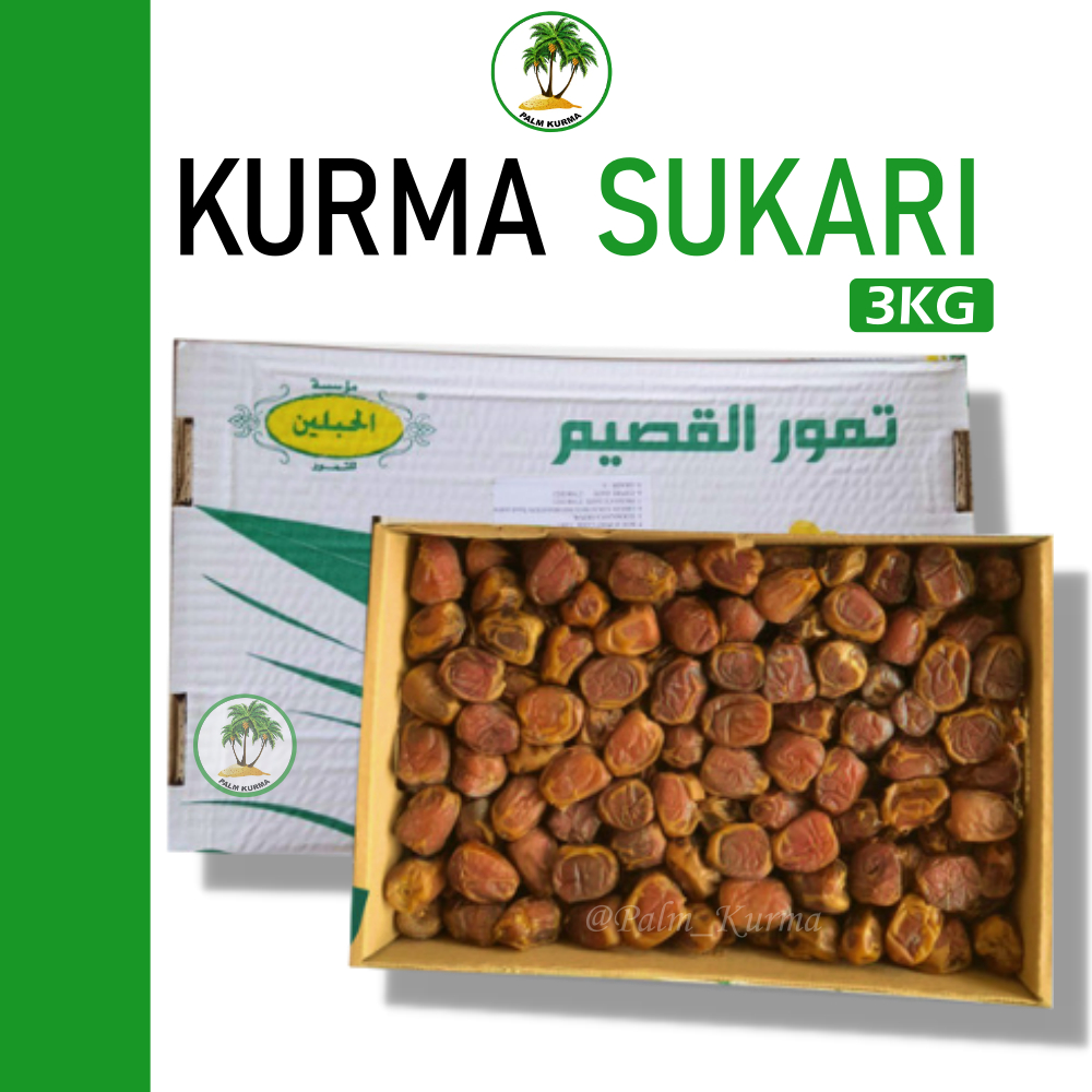 

Kurma Sukari [3KG] || KURMA Sukari Al-Qassim/ Kurma RAJA Original Premium