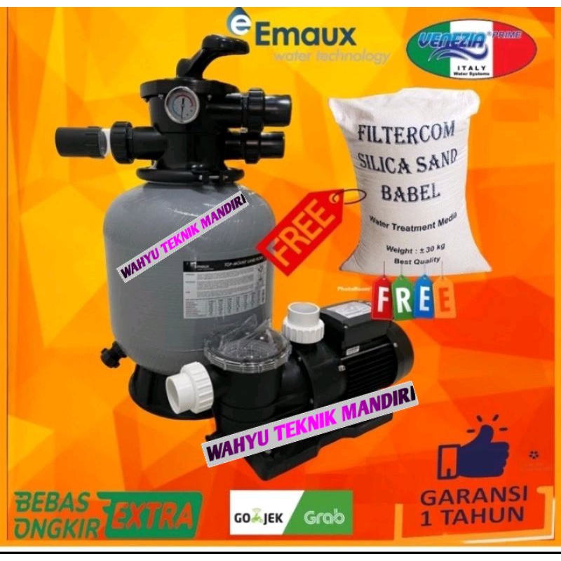 Pompa Air Kolam Renang 1 hp Paket pompa Kolam Renang + sand Emaux V350