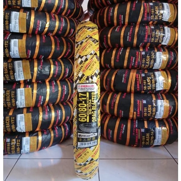 Ban Luar SWALLOW Drag Blaster 60/80-17 Tubeless Soft Compound, Ban Luar bertipe Slick (tanpa motif)