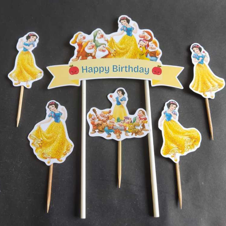 topper snow white putri salju happy birthday hiasan kue ulang tahun