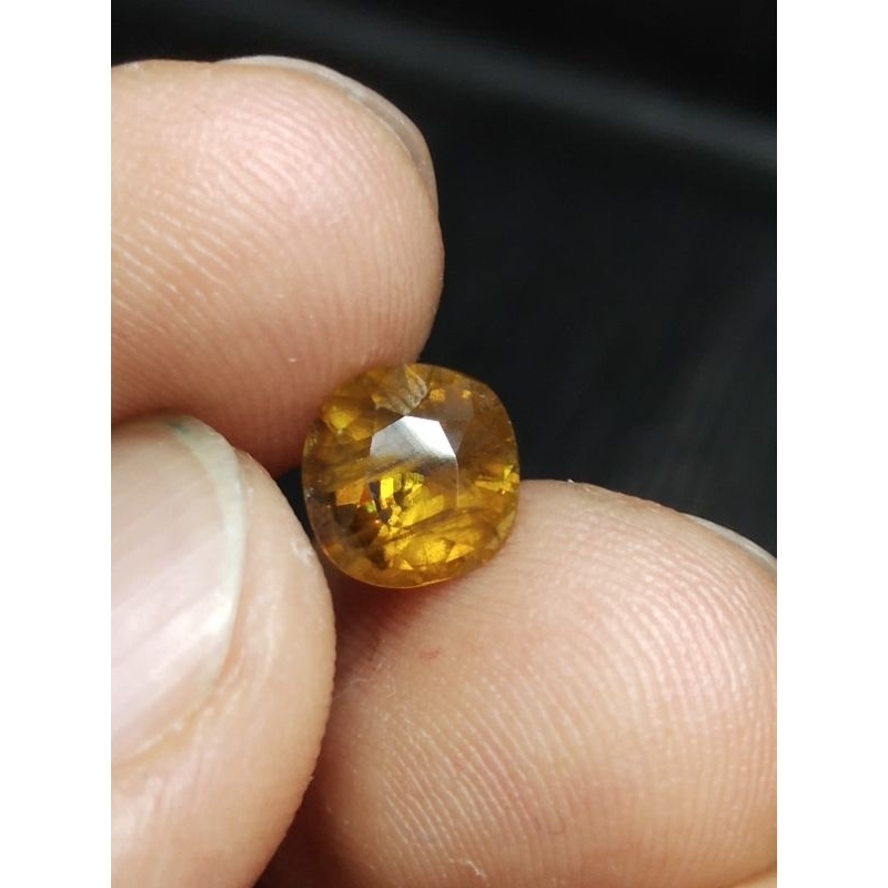 Natural Sphene 7 x 7 x 4 mm 1.5 Ct Tsavorite Garnet Color NTD Cushion Cutting Code 1196