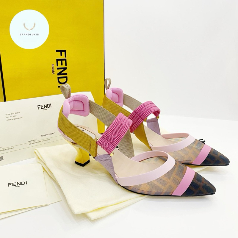 Fendi Slingbacks Colibri in Brown Pink Mesh Multicolor pump heels 5cm