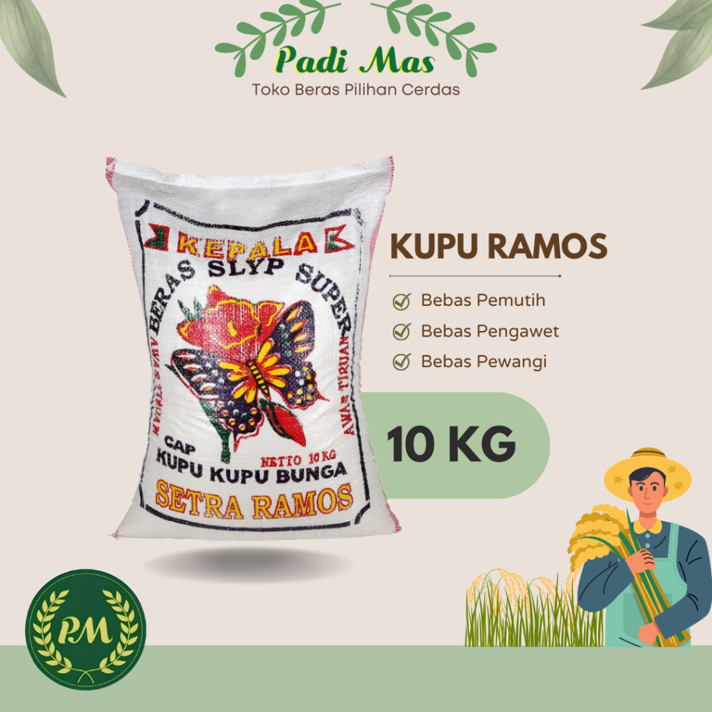 

Beras Slyp Super Setra Ramos Cap Kupu-kupu Bunga | Ramos Super Kupu Bunga 10 kg | Pulen Sedang