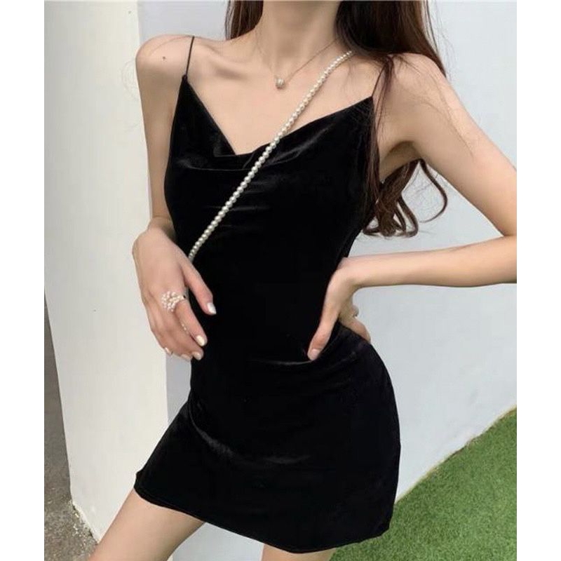 Adored - Hafisa Dress Mini Bludru Bodycon Velvet Mini Dress Sexy 933