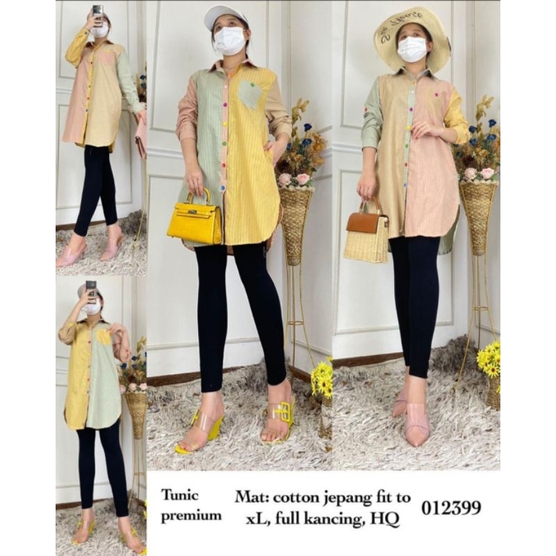 Tunik Tiwi - Tunik Kemeja Atasan wanita garisgaris Lengan panjang simple kerja