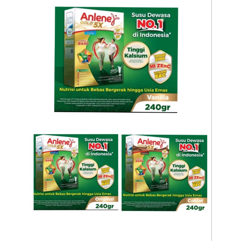 

Anlene gold 5X 240gr vanila coklat original