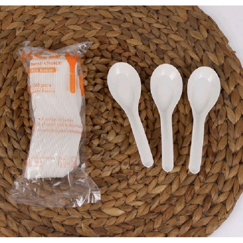 50pcs Sendok Bebek Merk KCS/Sendok Makan Plastik/Sendok Bebek Tebal