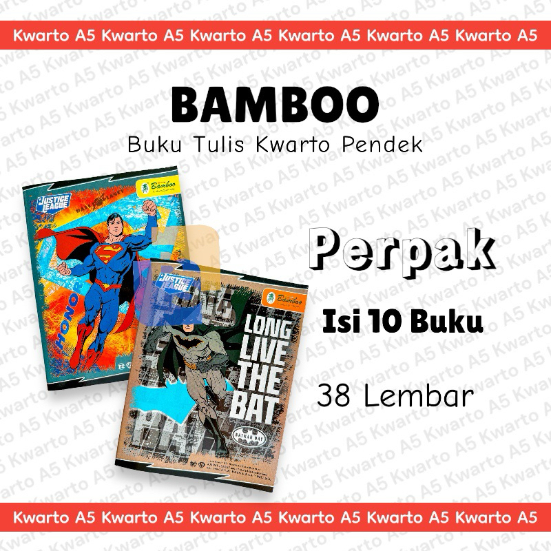 

10 buku - Buku Tulis BAMBOO 38 Lbr Kwarto Pendek A5