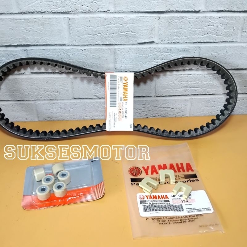 v-belt vanbelt + roller set dan slider  motor yamaha mio lama mio sporty smile soul karbu fino nouvo