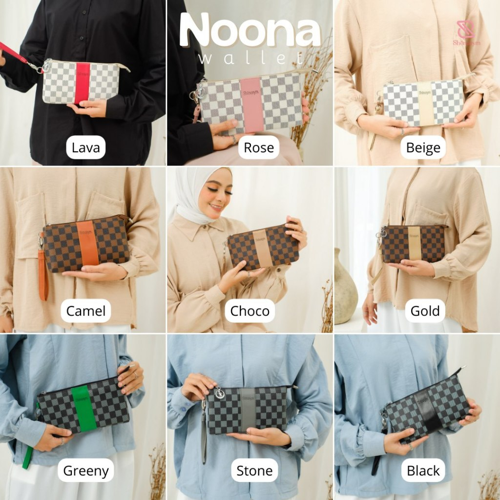 DOMPET WANITA CLUTCH NOONA WALLET SHENONIM TAS POUCH MOTIH IMPOR LOKAL BAHAN KULIT SINTETIS MOTIF WA
