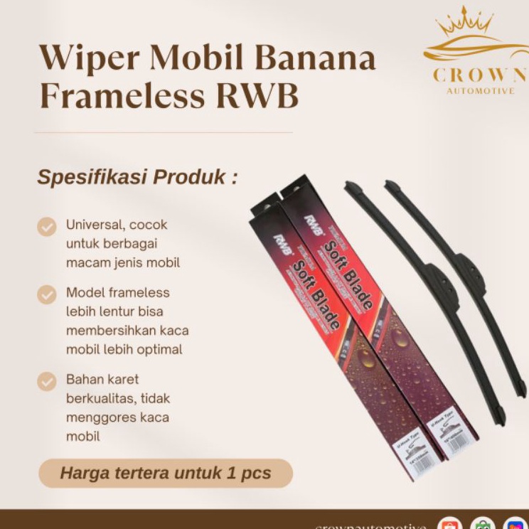 Wiper Mobil Banana RWB  Wiper Frameless RWB  Wiper RWB Softblade