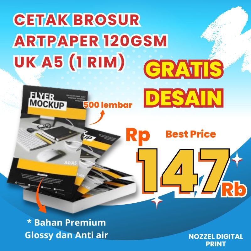 

CETAK BROSUR MURAH A5 1RIM GRATIS DESAIN | BAHAN ARTPAPER 120GSM