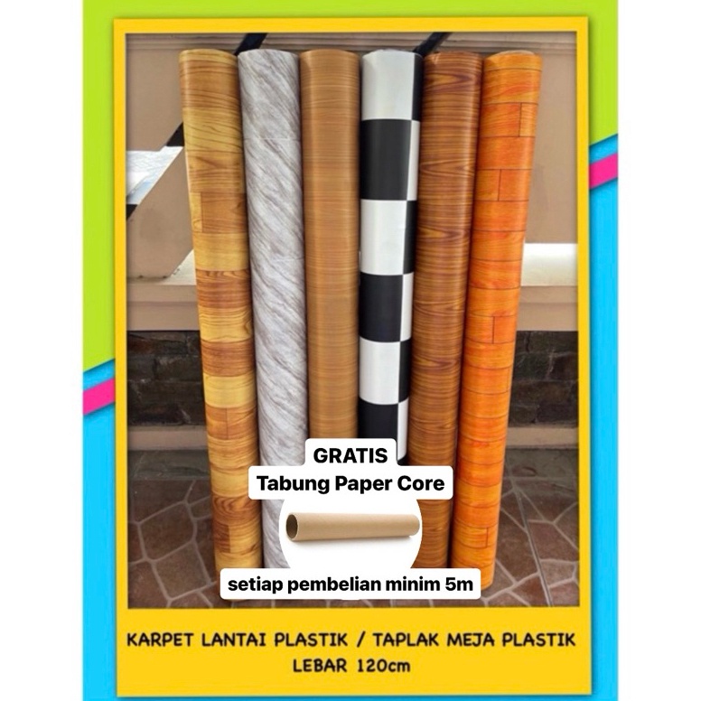Miliki sekarang KARPET LANTAI PLASTIK VINYL METERAN Multifungsi untuk PERLAK MEJA Lebar 12 cm
