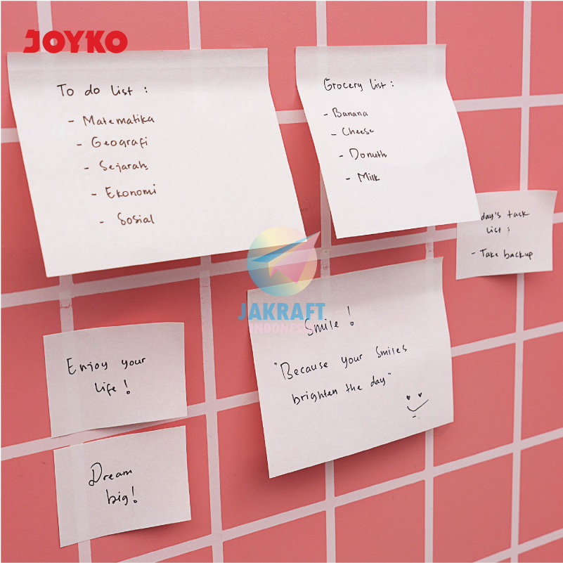 

(100 Lembar) Set Kertas Memo Stick Tempel JOYKO MMS-653W / 654W / 655W / 656W / 657W Putih Polos Plain White Color Sticky Note Pad