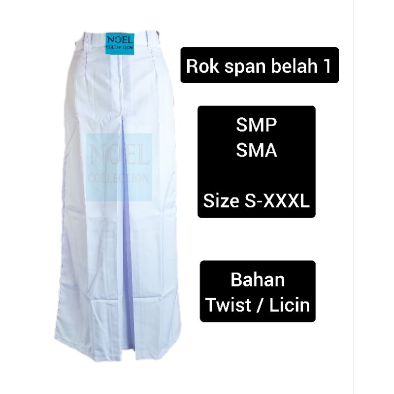 Rok panjang putih span belah depan seragam sekolah SMP SMA /rok span belah 1 panjang SMP SMA bahan h
