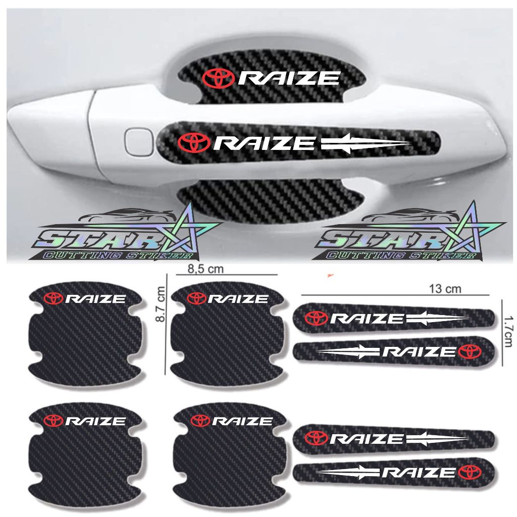 new 8pcs stiker carbon handle mobil toyota raize cutting stiker pelindung gagang pintu mobil dari go