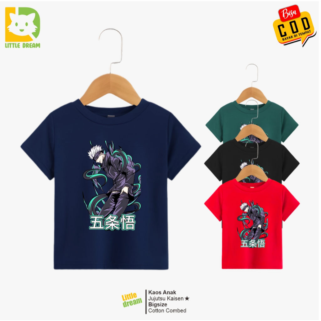 Kaos Anime Anak Laki Laki Baju Anime Anak Laki Laki kaos anime Gojo Satoru 1-12 Tahun