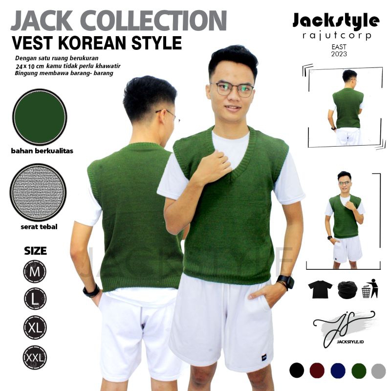 Rompi Rajut Pria Korean Style | Vest Knit School Premium