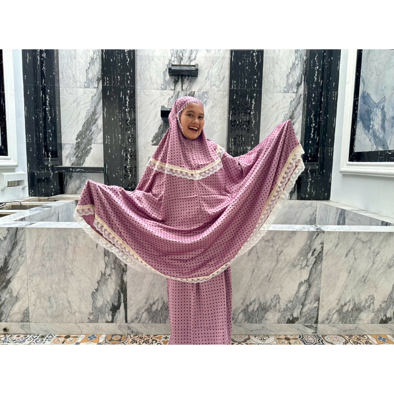 DF - Mukena POLKA BAHAN SILK PELPET