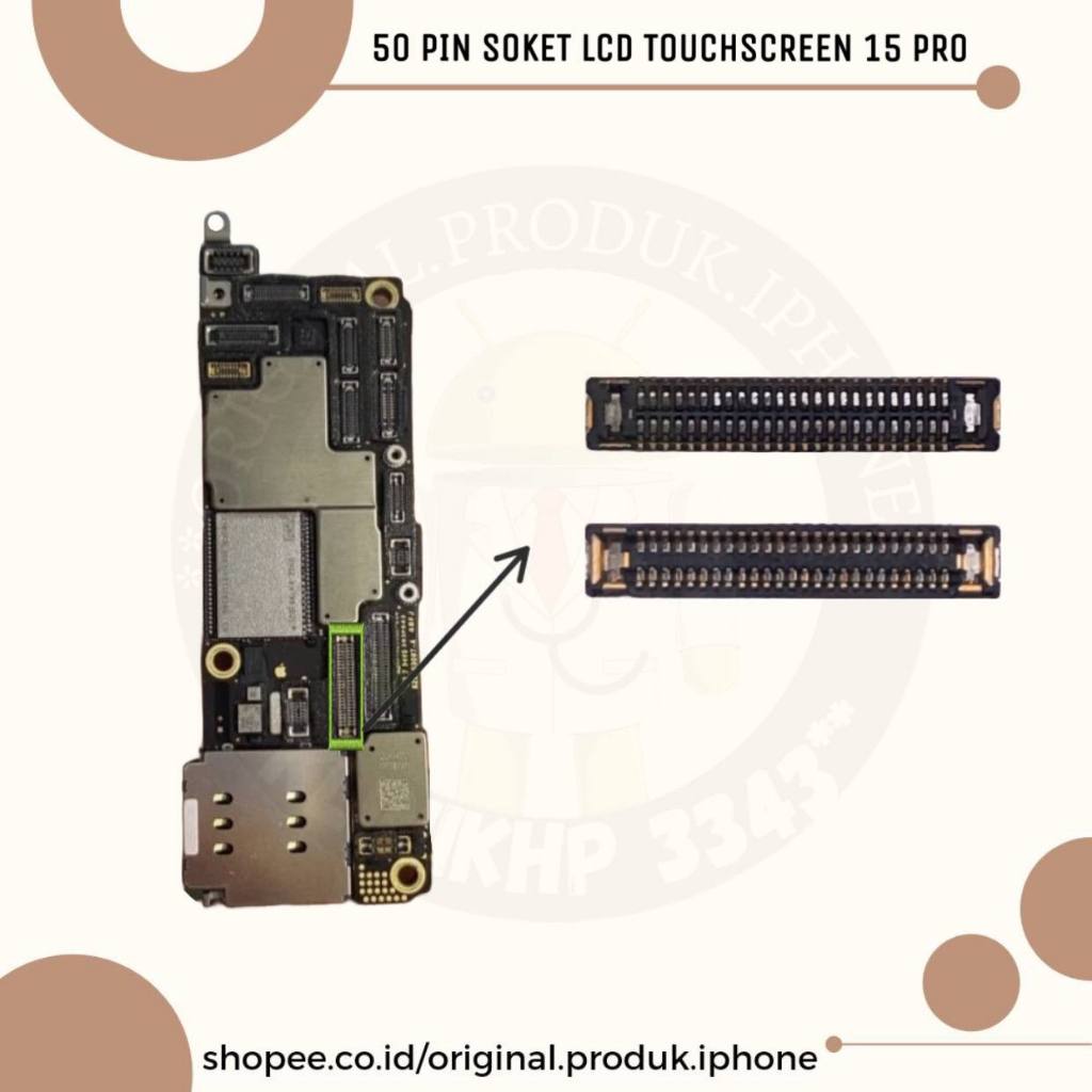 50 PIN SOKET LCD TOUCHSCREEN ON BOARD 15 PRO NEW ORIGINAL