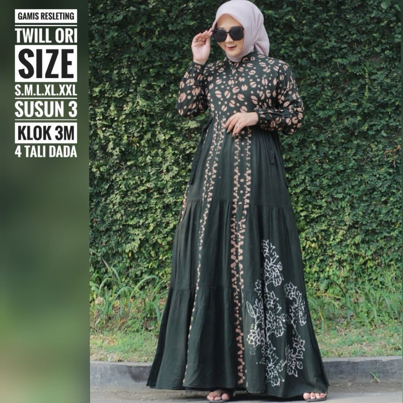 Gamis twill ori susun size