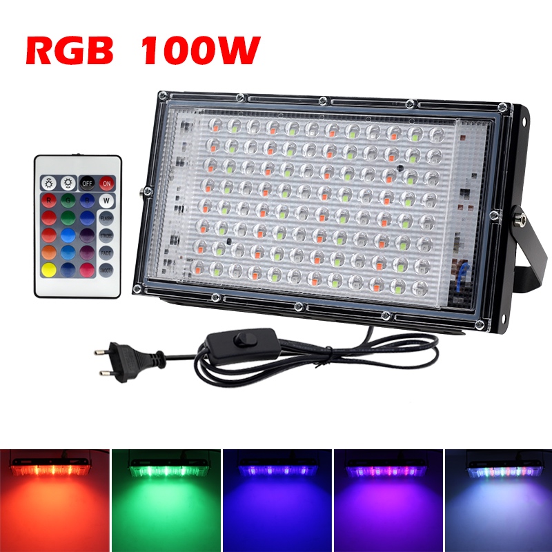 Lampu Sorot RGB Waterproof IP66 Flood Light 50 Watt Plus Remote 50W