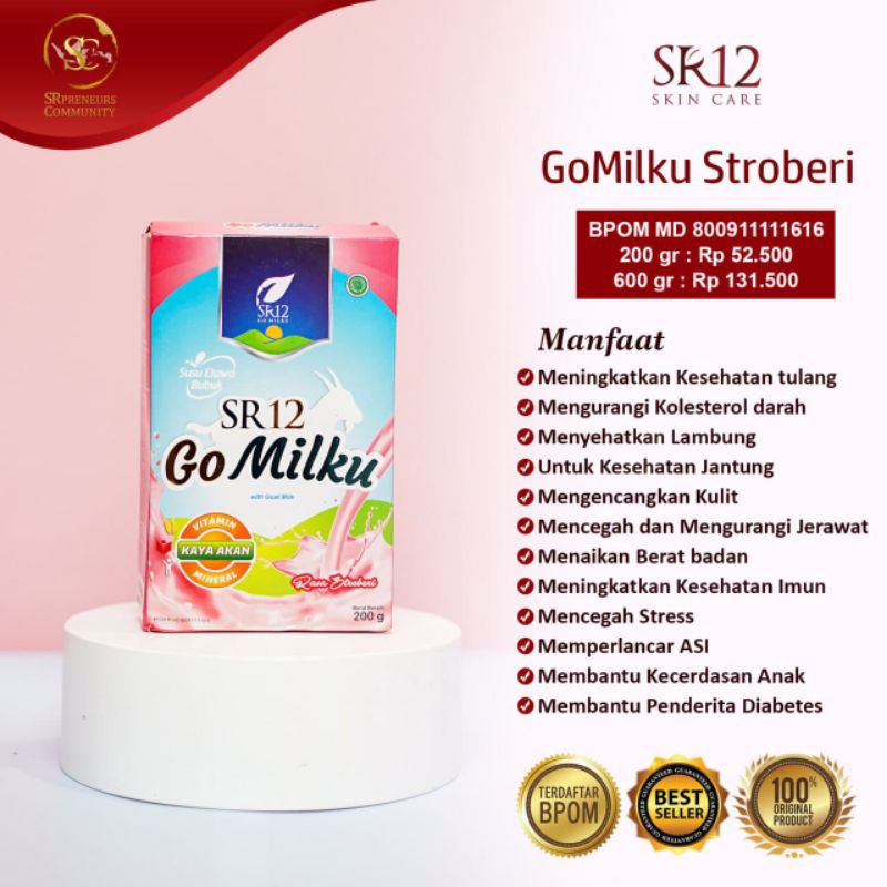 

Susu kambing etawa Gomilku SR12 rasa strawberi 200g