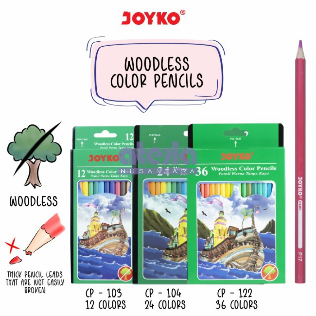 

Pensil Warna Joyko - Woodless Color Pencils Hexagonal Grip