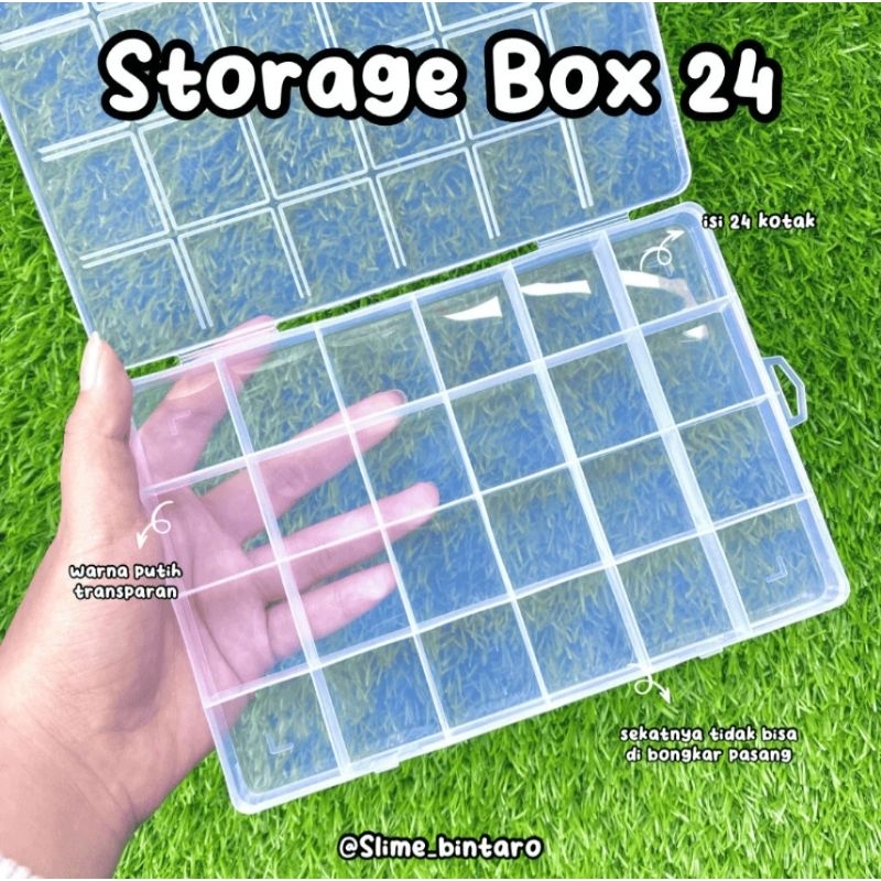 SQUARE Kotak Penyimpanan Perhiasan | Kotak manik Manik Sekat 24 1pcs