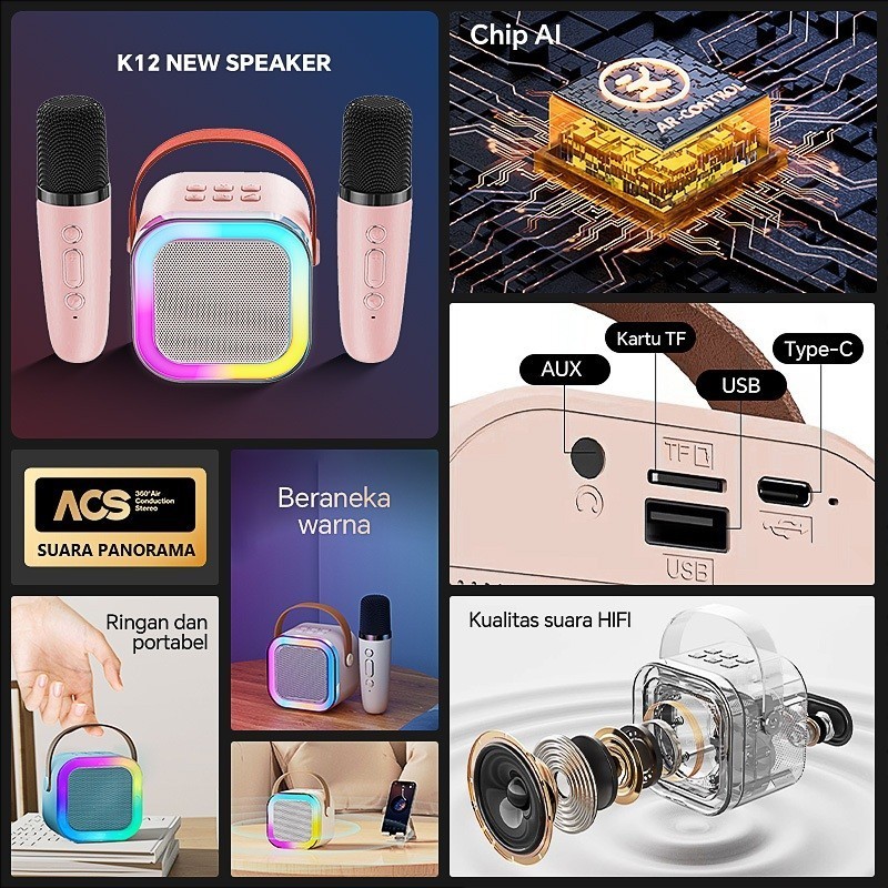 	 Speaker Bluetooth K1 Mini Speaker Bluetooth Plus Mic Actual Bluetooth Mini Speaker Karaoke 2 MIC 1	