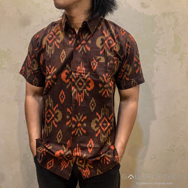 Kemeja Pria Kemeja Endek Bali MOTIF KUMIS KUCING Kemeja Motif Kemeja Wisuda Kemeja Bali Kemeja Serag