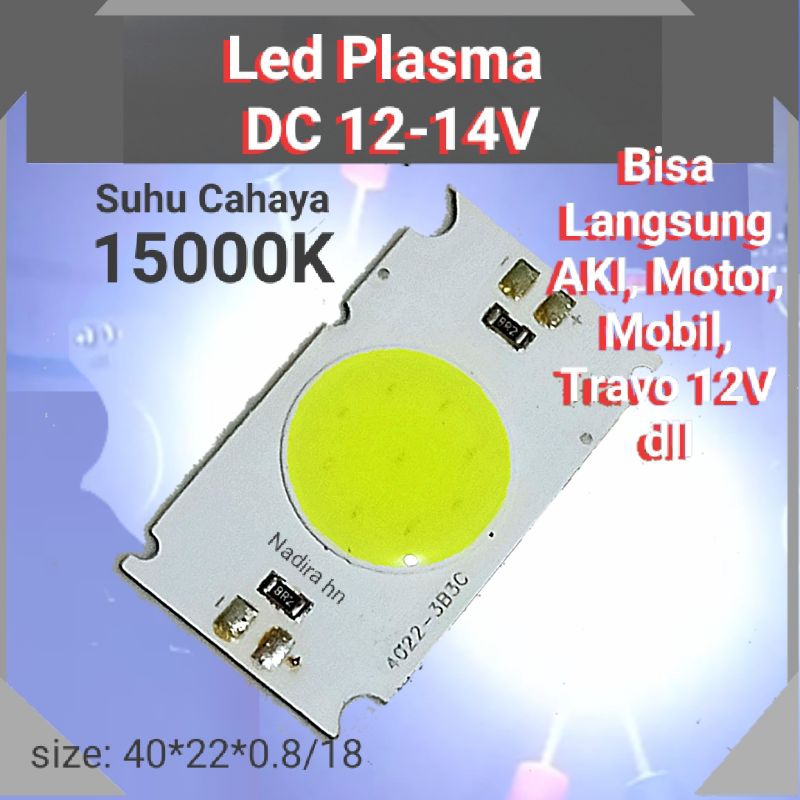 Led Plasma DC 12V -14V, Hpl chip Cob Super bright proyek DIY Aki motor mobil