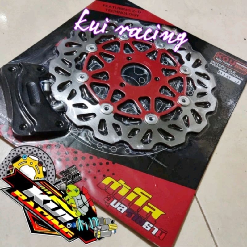 cakram disc piringan depan lebar 260mm free breket kaliper KUO kembang RED SILVER mio j soul gt 115 