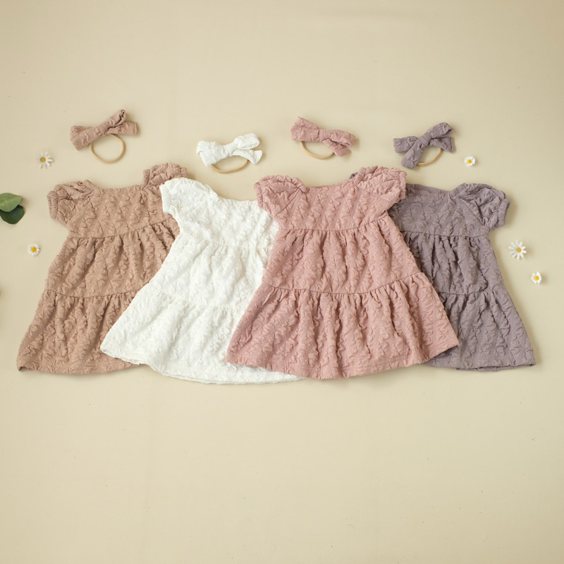 dress bayi azura bahan knit bonus headband 0-18 bulan