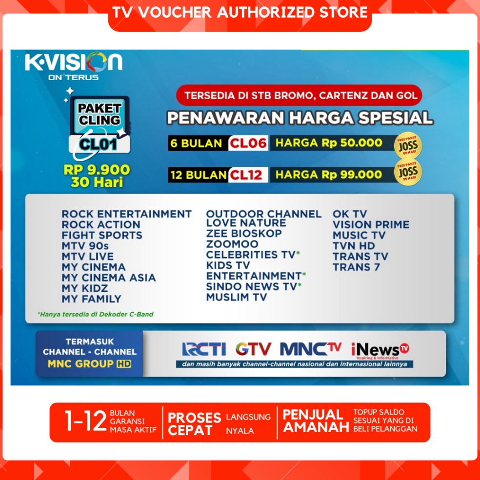 KODE F75W K VISION Paket CLING 1Tahun36 Hari MNC GROUP KVISION CL12