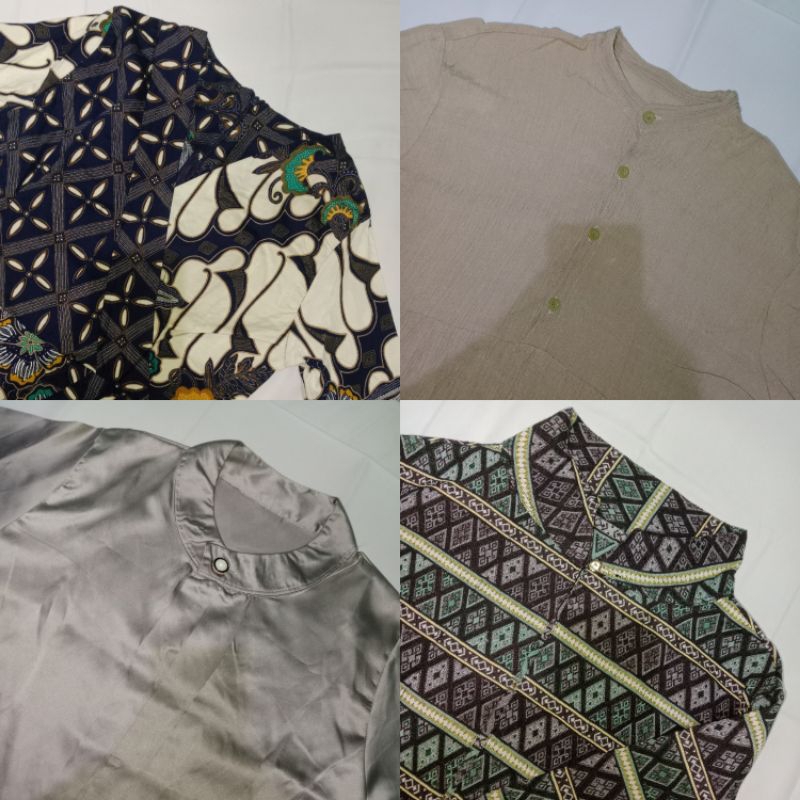 [Preloved] BACA DESKRIPSI Blouse Batik Navy Blouse Satin Blouse Rayon Crinkle Blazer Batik Tenun Son