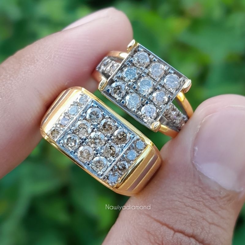 Cincin Couple/Pasangan Berlian Brown Asli Natural Diamond Eropa