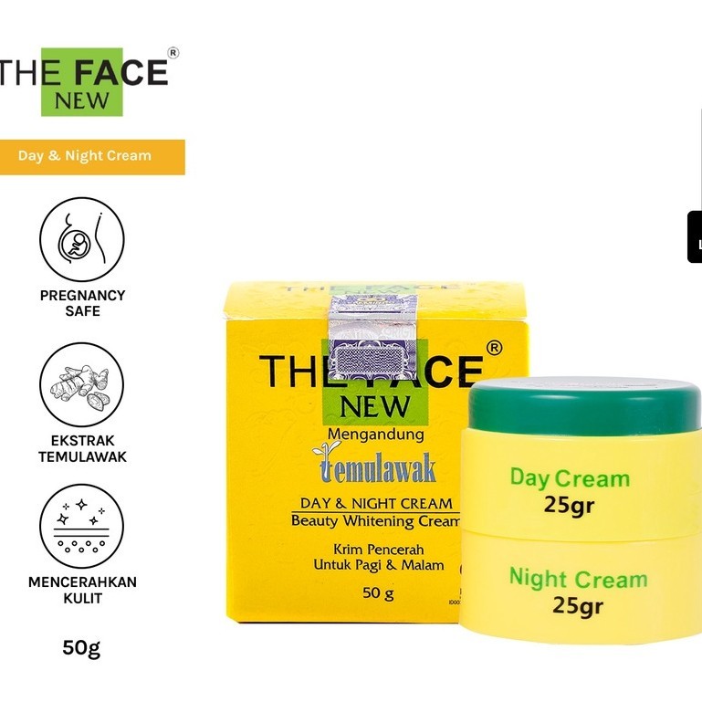 THE FACE Temulawak Day & Night Cream 50gr Krim Siang Malam Pemutih Wajah Glowing BPOM