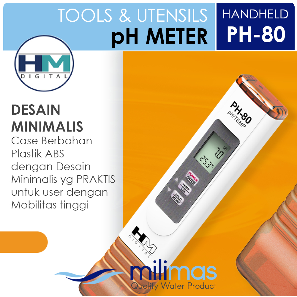DISKON HM - PH Meter Digital PH80 ORIGINAL Pengukur PH Air Elektronik