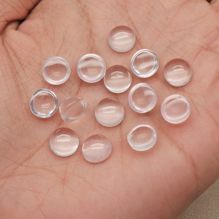 NATURAL ROSE QUARTZ ROUND CABOCHON SIZE 9 mm | BATU PERMATA NATURAL ROSE QUARTZ | BATU ROSE QUARTZ A