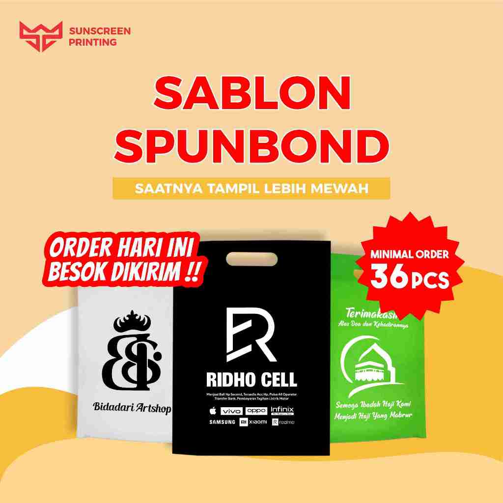 

Sablon Custom Tas Spunbond Goodie Bag 20x26 25x35 30x40 75gsm Murah COD