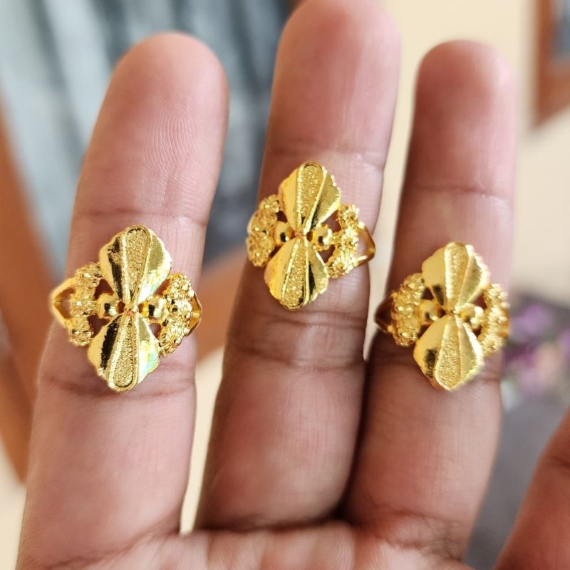 Cincin Wajik Mata Bola Pasir Lapis Emas 24k