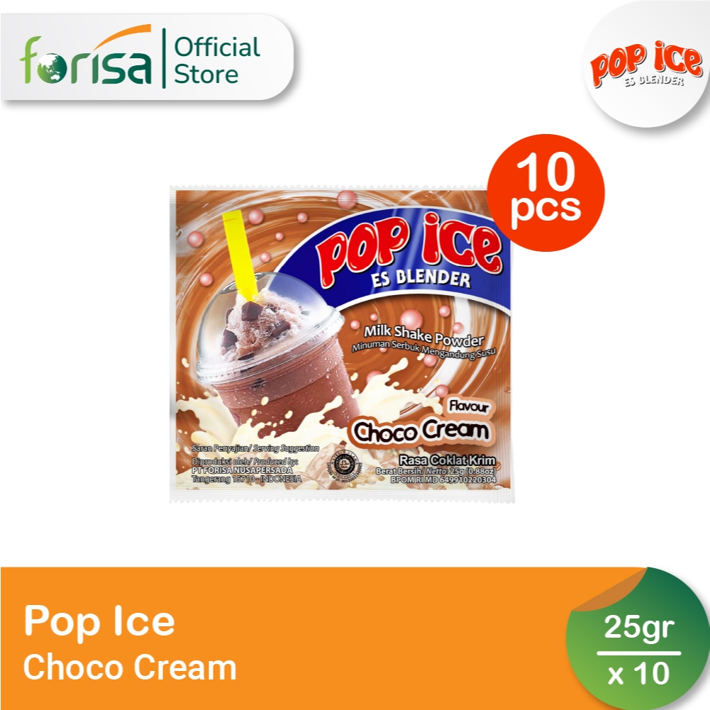 

Pop Ice Milk Shake Powder Cokelat Krim 25 gr 10 Pcs