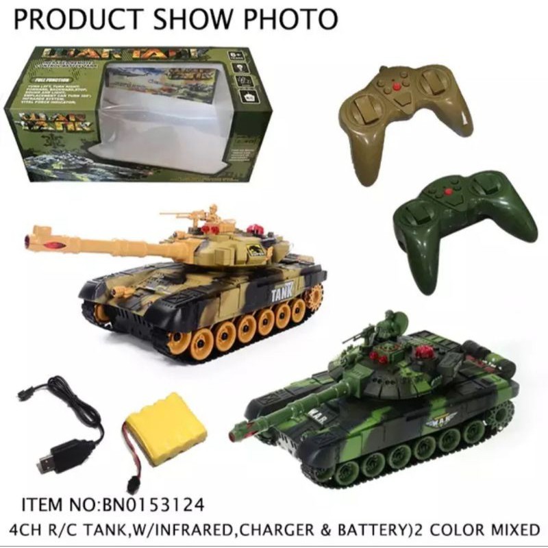 MAINAN REMOTE RADIO CONTROL WAR TANK PERANG RC TOY