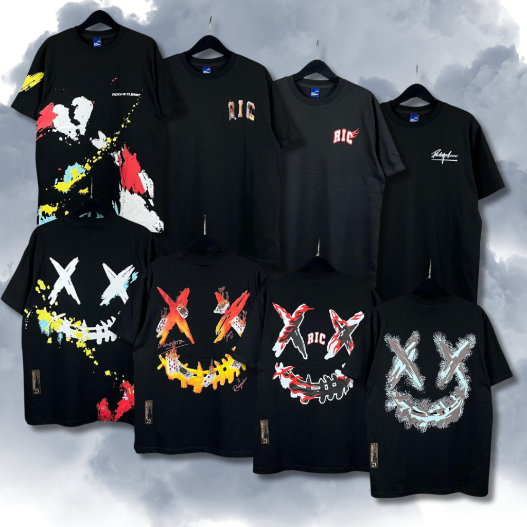 Baju Kaos Ricky Is Clown Oversize Tee Unisex Baju Kaos Pria & Wanita Ricky Is Clown Paint Splash Bro