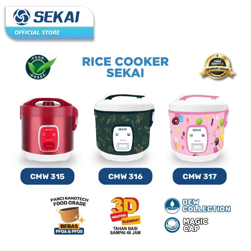 SEKAI Rice Cooker Mini / Penanak Nasi Magic Com Penghangat Nasi 3 in 1 - 1.2 Liter - CMW 315 / CMW 3
