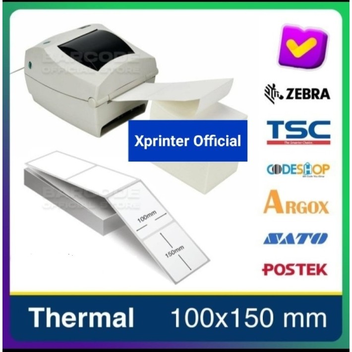 

LABEL BARCODE 100 X 150 KERTAS STIKER THERMAL 100x150 MM A6 (500pcs)